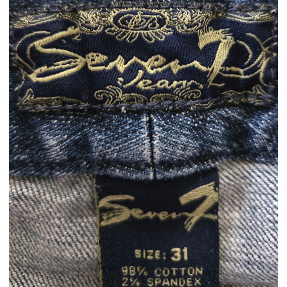 Seven7 Womens Sz 31 Indie Chic Grunge Bootcut Jeans Medium Wash Blue Low Rise - Picture 7 of 12